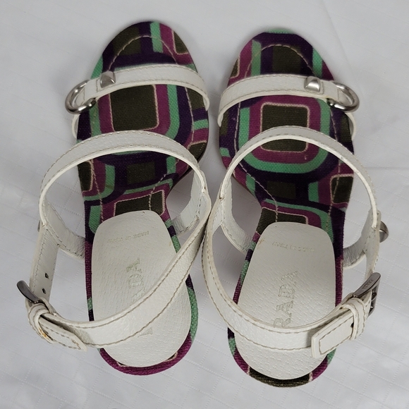 Prada Calzature Donna White Leather Cinghiale Viola Slingback Heel Sandals Sz 39 - Picture 4 of 12